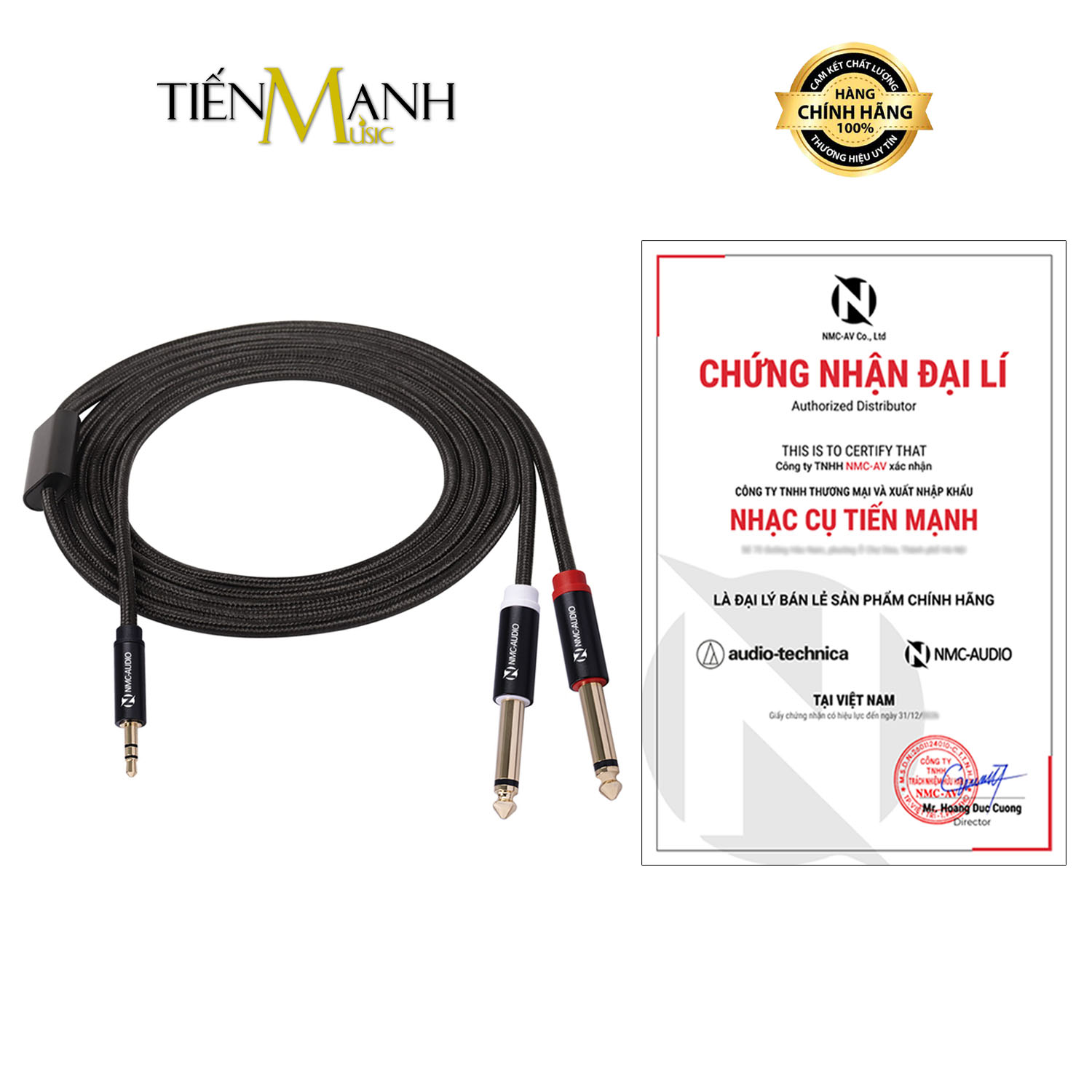 Dây Cáp Chia Tín Hiệu Chữ Y NMC-AUDIO SP088 Chuyển Từ 3ly Stereo TRS Sang 2 Đầu 6ly Mono Dài 1m